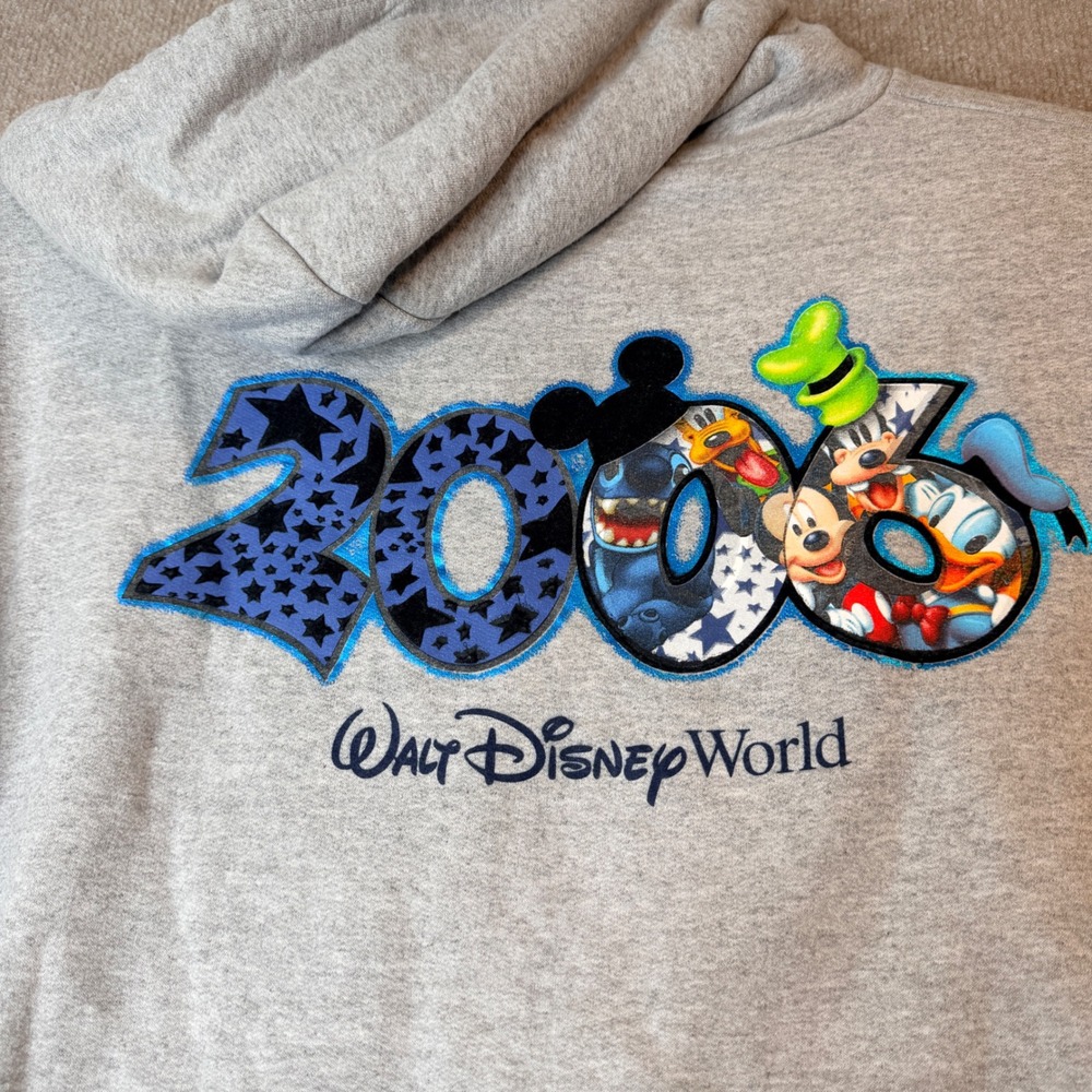 Disney World 2006 Zip Up Hoodie XL Gray Mickey Stitch Goofy Vintage Graphic - Picture 9 of 16